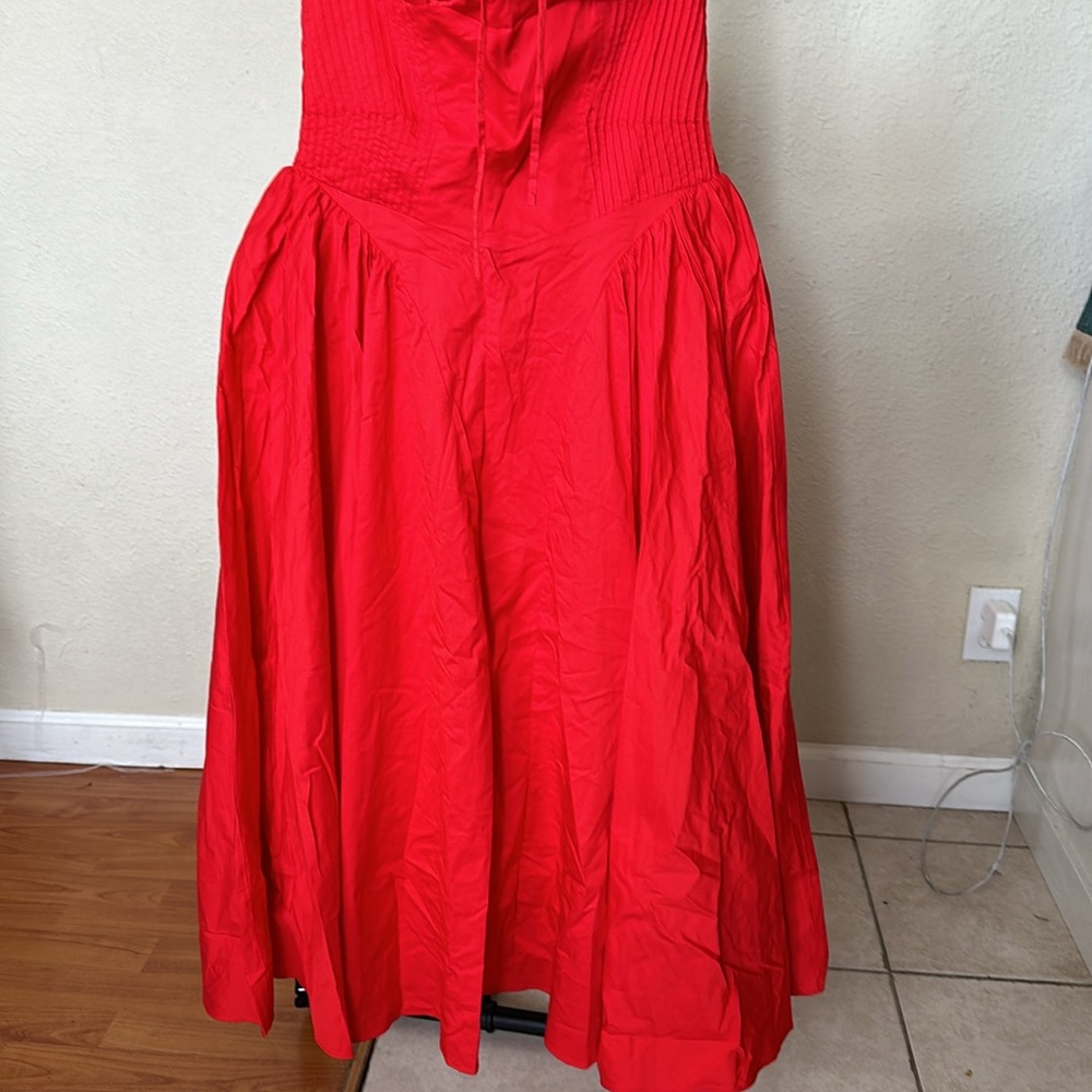 HOUSE OF CB 'Adabella' Italian Tomato‎ Cotton Halter Sundress NWOT size L - Picture 7 of 12